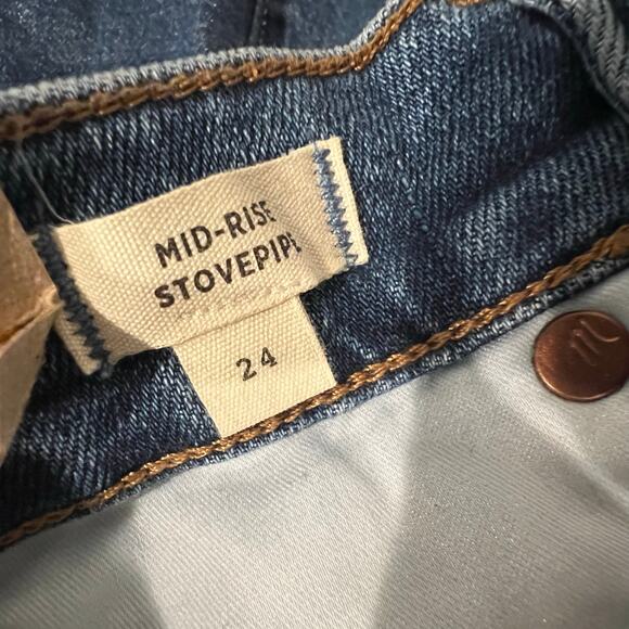 Madewell Mid-Rise Stovepipe Jeans Slim Leg Denim Stretch Blue Size 24 NWT - Picture 10 of 14